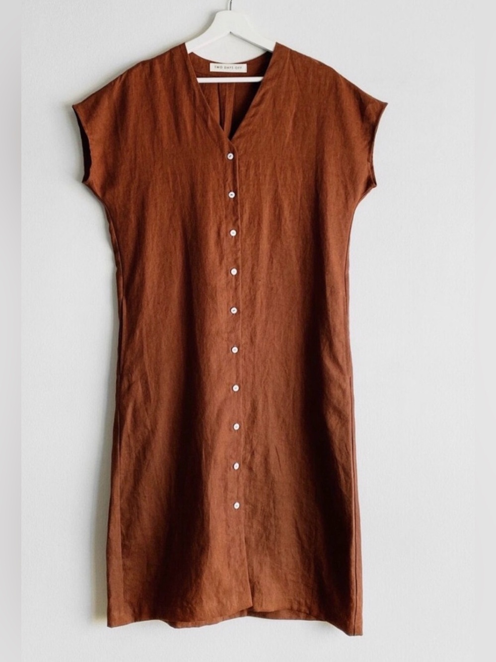 Two Days Off Kaneko Linen Dress XS Clay